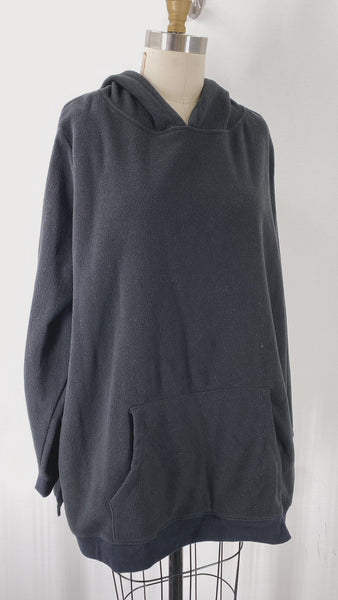 Woman Within Black Hooded Fleece Pullover, 26/28