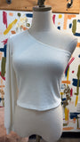 Ginger G White One Shoulder Top, S
