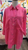 Magaschoni Pink 100% Linen Top, M