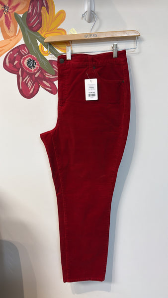 Talbots Red Corduroy High Waist Straight Leg Jeans, 18W Petite