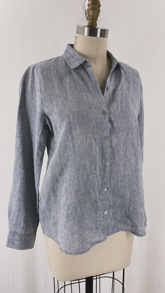 Eileen Fisher Linen Button Front Top, S Petite
