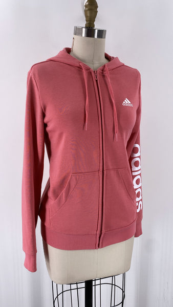 Adidas Pink Hoodie Zip Front Pocket Jacket, S