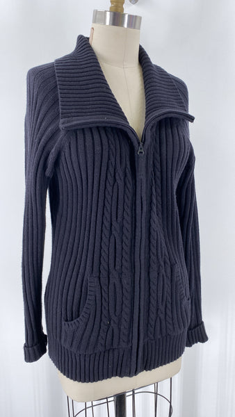 St. John's Bay Black Zip Front Pocket Cardigan, L