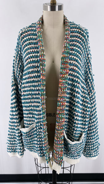 Net 153 Green Chenille Cardigan, 2X/3X