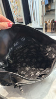 Donald Pliner Black Leather Shoulder Bag, 12"x9"