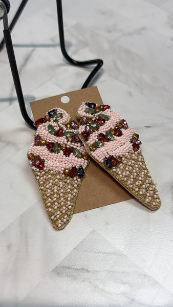 Ice Cream Cones Beaded Earrings