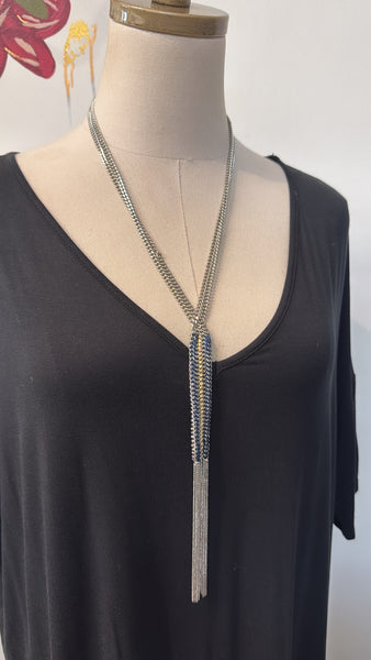Stella & Dot Silver Necklace, 24"-26"