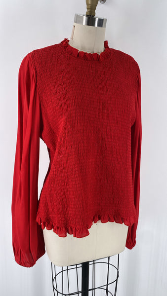 Venus Red Smocked Top, 2X