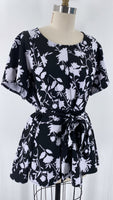Lane Bryant Black Print Belted Top, 20