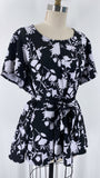 Lane Bryant Black Print Belted Top, 20