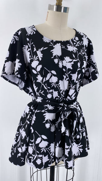 Lane Bryant Black Print Belted Top, 20