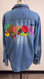 Wacko Denim Snap Front Jacket Top, L