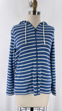 L.L. Bean Blue Stripe Hooded Cardigan, L