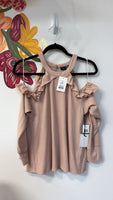 New 1.State Pink The Cozy Cold Shoulder Knit Top, L