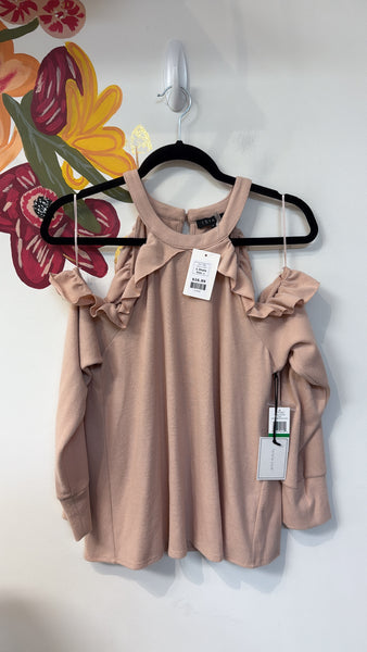 New 1.State Pink The Cozy Cold Shoulder Knit Top, L
