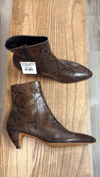 Vince Snake Print Leather Boots, 8.5