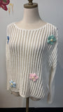 Love Knits White Open Stitch Sweater, M