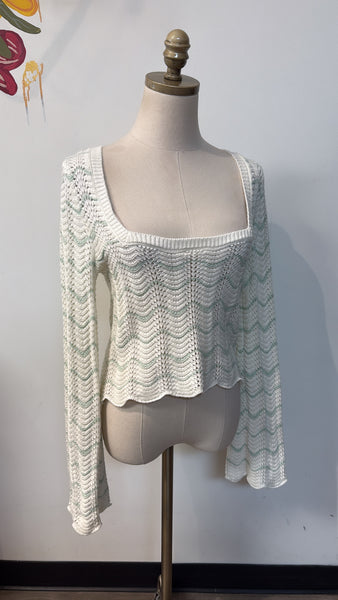 Pink Rose Ivory/Green Sweater, M