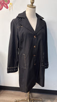 Chico's Black Removable Hood Jacket, M (no belt)