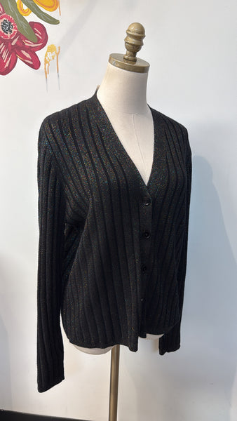 Ann Taylor Black Metallic Cardigan, XL