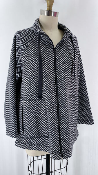 Talbots White/Black Zip Front Jacket, 1X