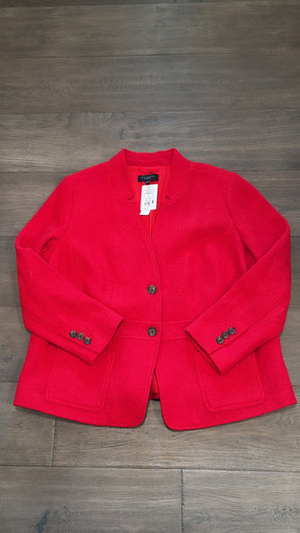 New Talbots Red Wool Blend Jacket, 18W Petite
