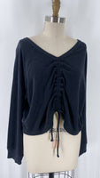 New Aerie Black Terry Top, L