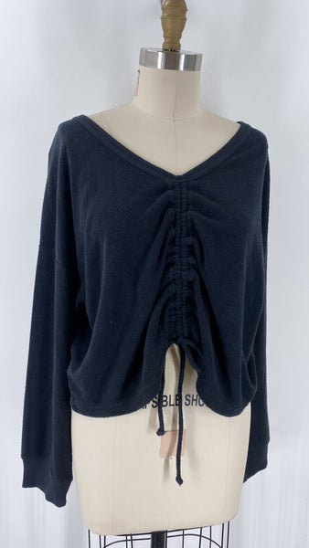 New Aerie Black Terry Top, L