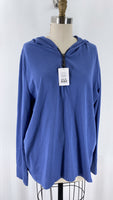 Belle Kim Gravel Blue Hooded Pullover, XL