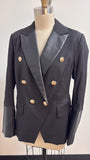 New Boston Proper Black with Faux Leather Trim Jacket, 16