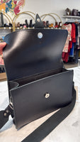 Christina Christi Black Leather Crossbody Bag, 10"x7.5"