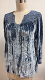 Soft Surroundings Blue Crushed Velour Top, XS Petite