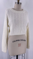 Garage White Cropped Sweater, S