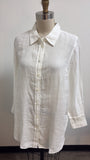New Talbots White 100% Linen Top, M
