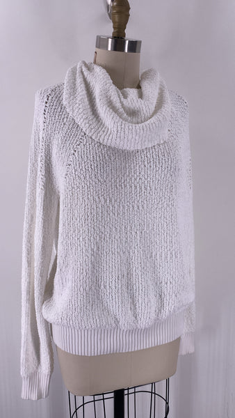 American Threads White Cowl Neck Sweater, S/M