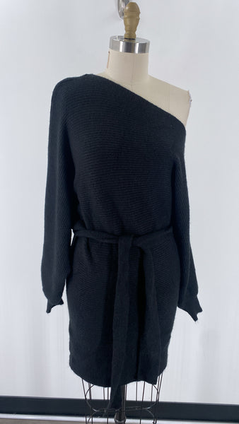 Blue Blush Black Belted Sweater Dress, S