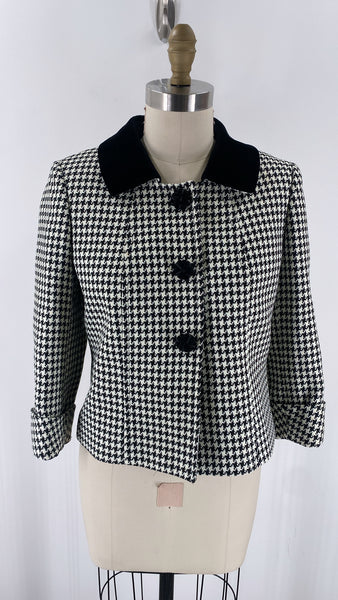Tahari Black Houndstooth Jacket, 6 Petite
