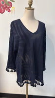 Chico's Navy Semi-Sheer Sweater, XL