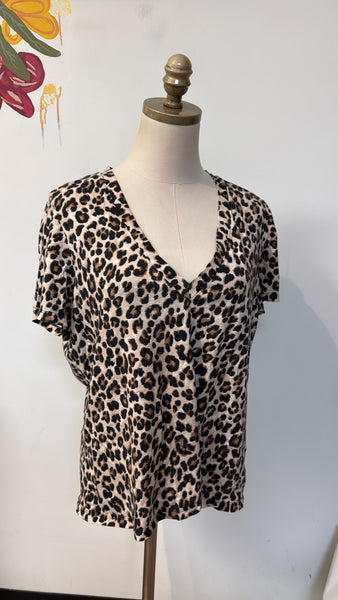 Veronica Beard Animal Print Tee, XL