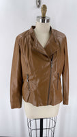 Alfani Brown Faux Leather Jacket, M