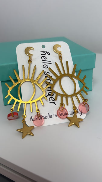 New Hello Stranger Gold/Pink Earrings