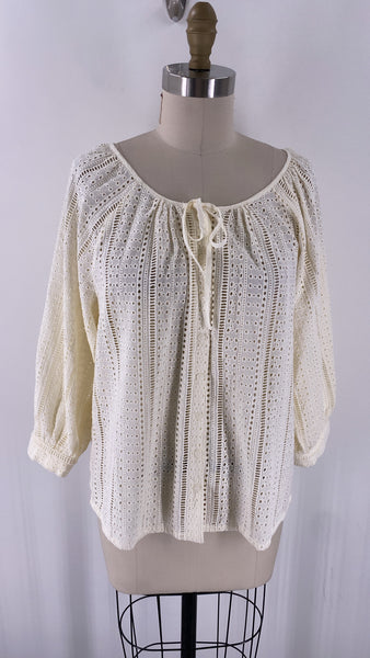 Joie White/Ivory Eyelet Top, S