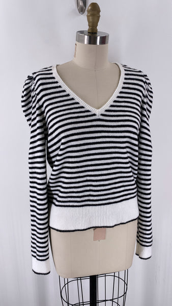 White House Black Market Black/White Stripe Sweater, M
