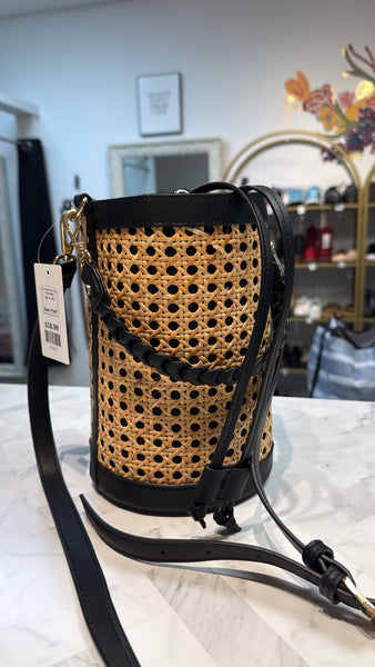 Black Drawstring Crossbody Bag, 9"x6"