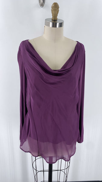 Soft Surroundings Purple Silk Blend Top, L