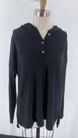 Old Navy Black Rib Knit Hooded Top, M Tall