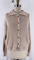 Rachel Zoe Tan Open Stitch Cardigan, L