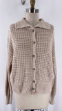 Rachel Zoe Tan Open Stitch Cardigan, L