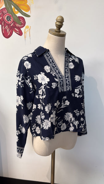 Loft Blue Top, XS Petite