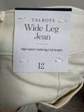 New Talbots Cream Wide Leg 30" Inseam Jeans, 12